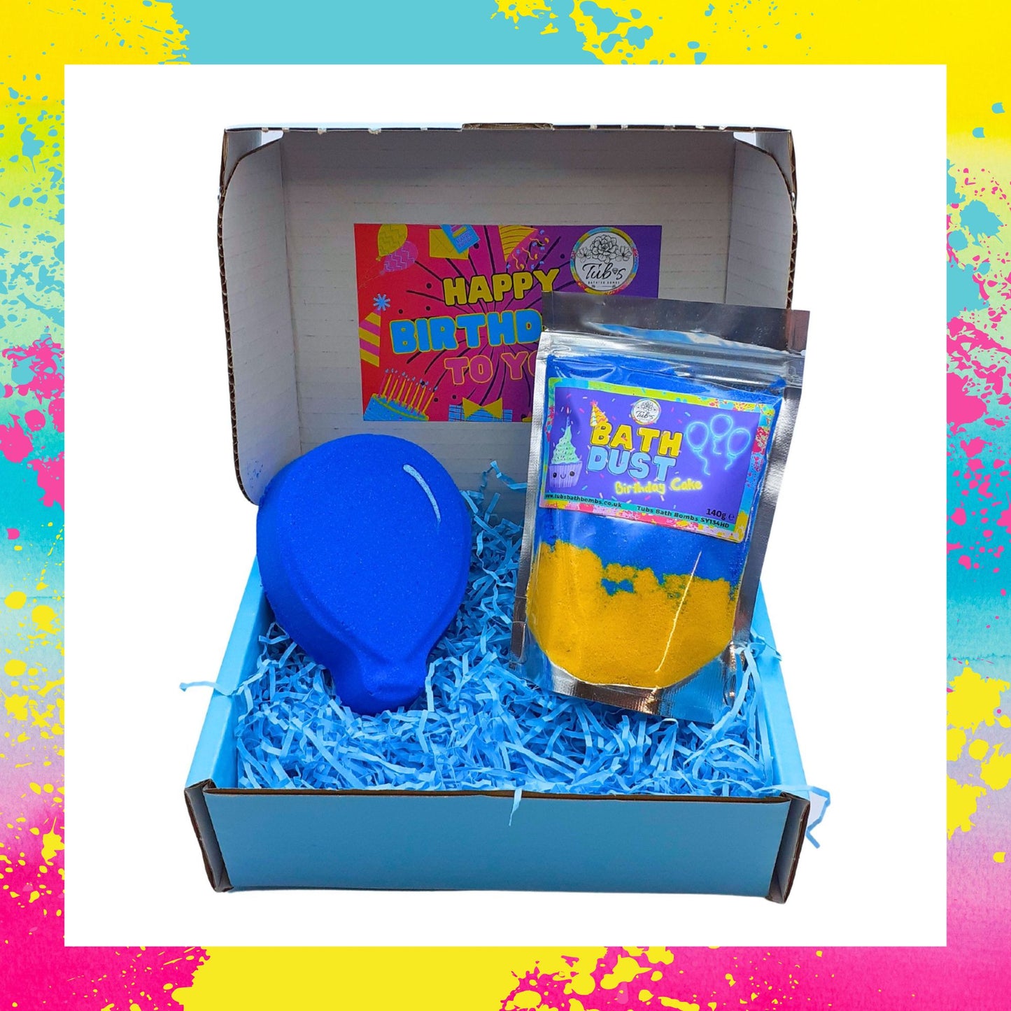 Happy Birthday Blue and Yellow Gift Box