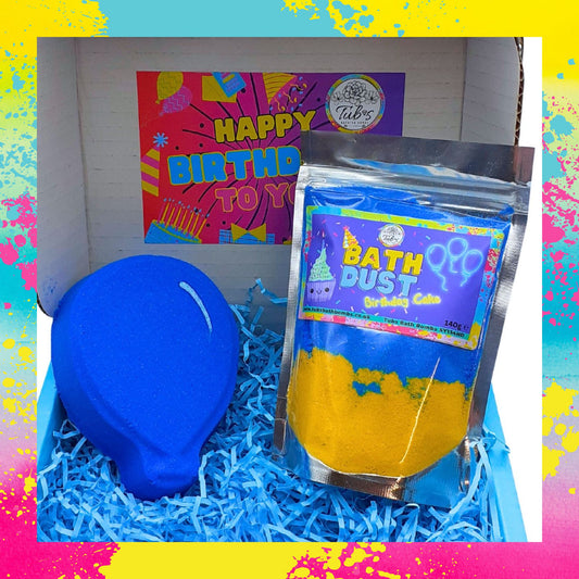 Happy Birthday Blue and Yellow Gift Box