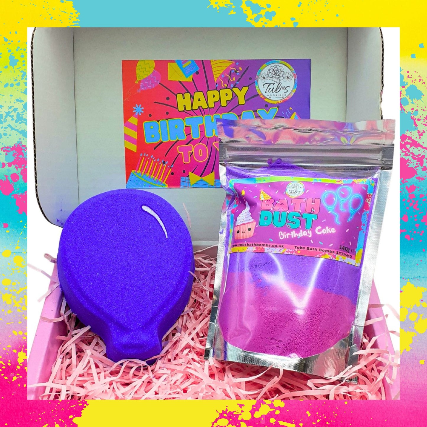 Happy Birthday Pink and Purple Gift Box